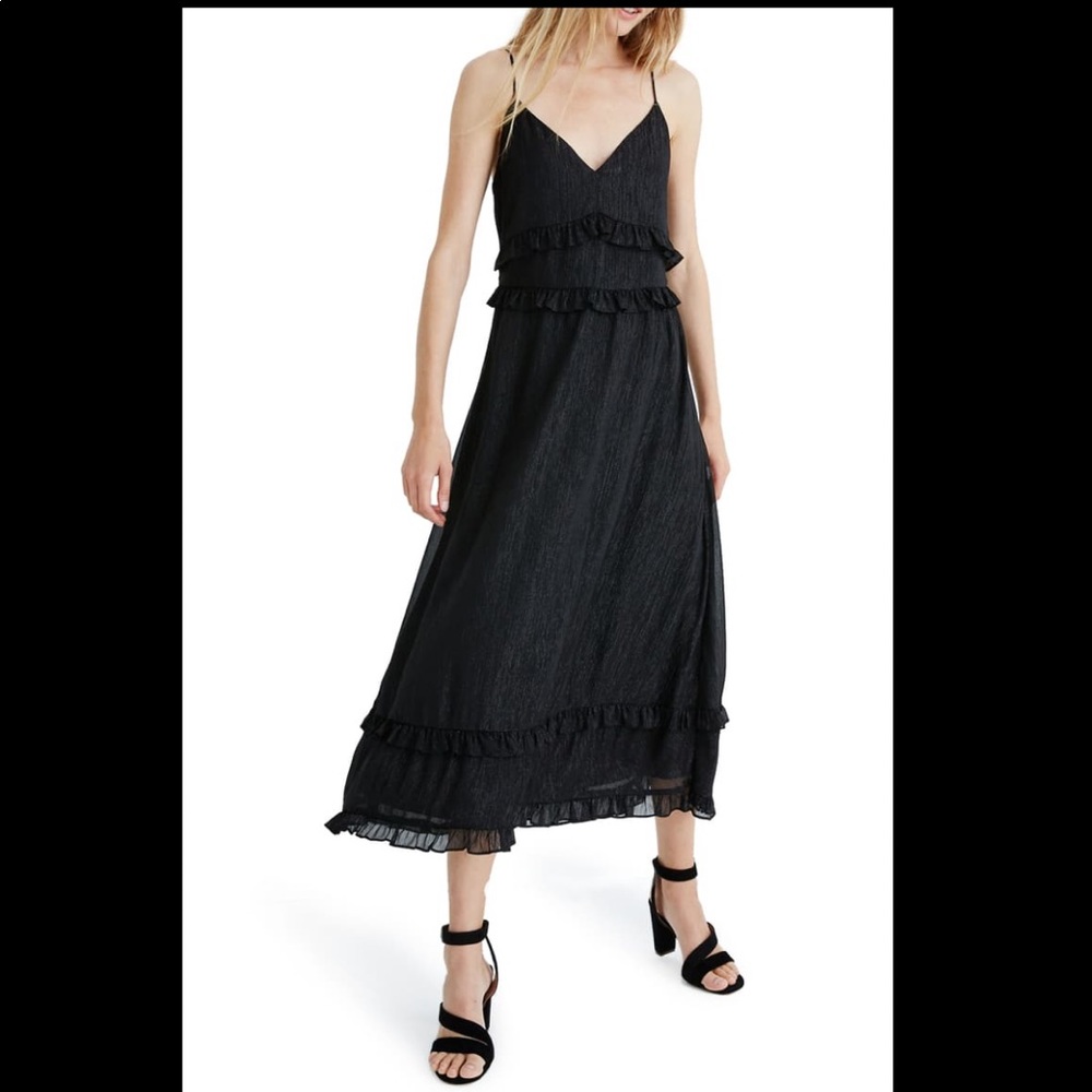 Madewell Shimmer Ruffle Cami Dress NWT midi